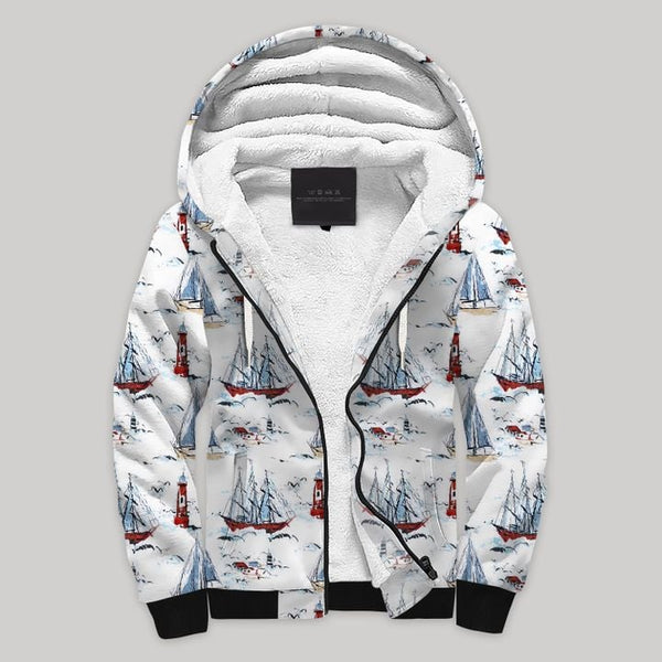 Lighthouse Sailboat Fleece Zip Hoodie All Over Print | FZ909