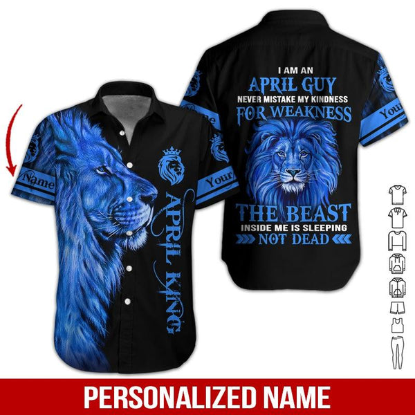 Lion April Guy Custom Name Hawaiian Shirt | For Men & Women | HN563-BehighStyle