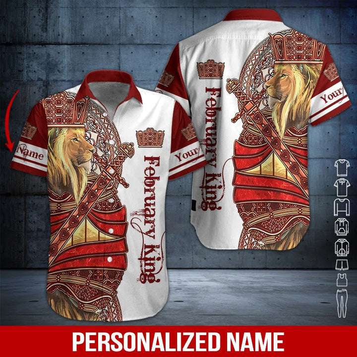 Lion February Guy Custom Name Hawaiian Shirt | For Men & Women | HN500-BehighStyle