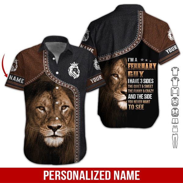 Lion February Guy Custom Name Hawaiian Shirt | For Men & Women | HN539-BehighStyle