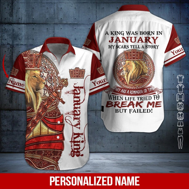 Lion January Guy Custom Name Hawaiian Shirt | For Men & Women | HN591-BehighStyle