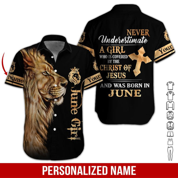 Lion June Girl Custom Name Hawaiian Shirt | For Men & Women | HN533-BehighStyle