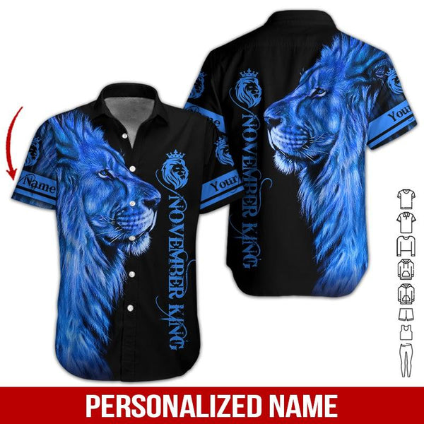 Lion November Guy Custom Name Hawaiian Shirt | For Men & Women | HN562-BehighStyle