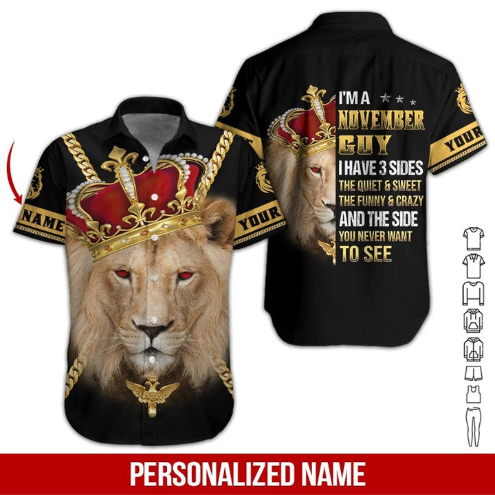 Lion November Guy Custom Name Hawaiian Shirt | For Men & Women | HN631-BehighStyle