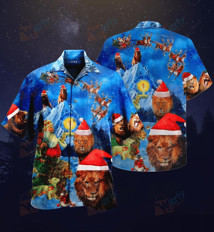 Lion On Christmas Hawaiian Shirt | For Men & Women | HW2737-BehighStyle