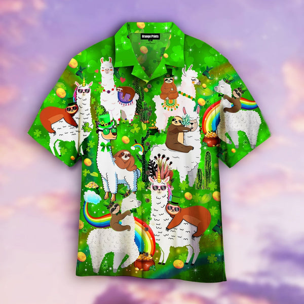 Llama And Sloth St Patricks Day Hawaiian Shirt | HW3198