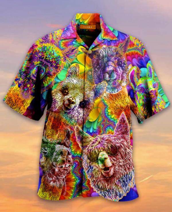 Llama Colourful Hawaiian Shirt | HW3197