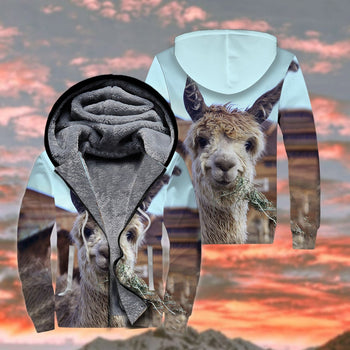 Llama Cute Fleece Zip Hoodie All Over Print | FZ426
