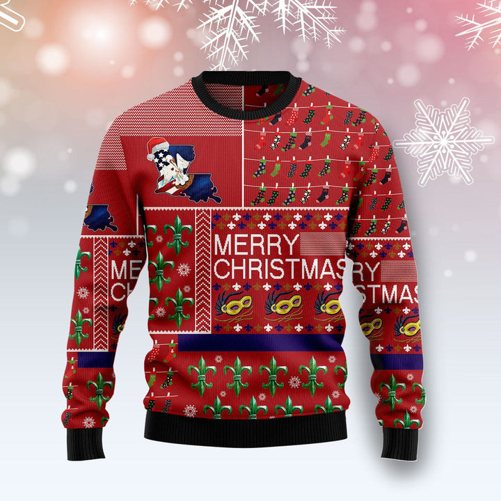 Louisiana Merry Christmas Ugly Christmas Sweater | For Men & Women | Adult | US1633-BehighStyle