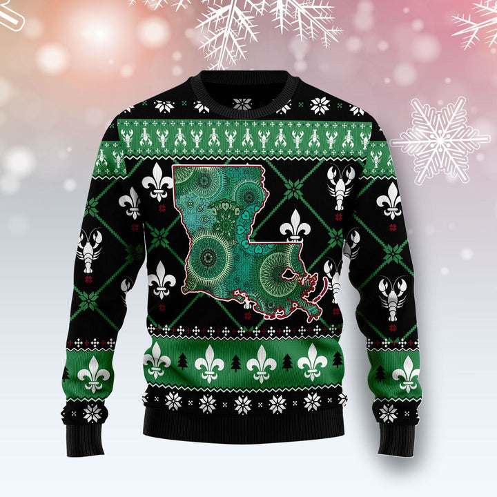 Louisiana USA Symbols Pattern Ugly Christmas Sweater | For Men & Women | Adult | US1231-BehighStyle