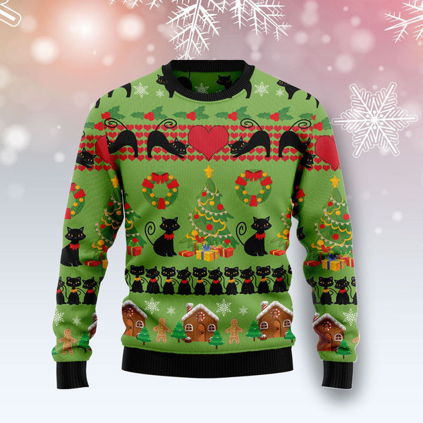 Love Black Cat Christmas Ugly Christmas Sweater | For Men & Women | Adult | US1155-BehighStyle