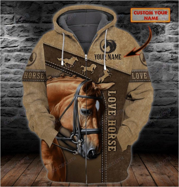 Love Brown Horse Custom Name 3D All Over Print | Adult | CN259