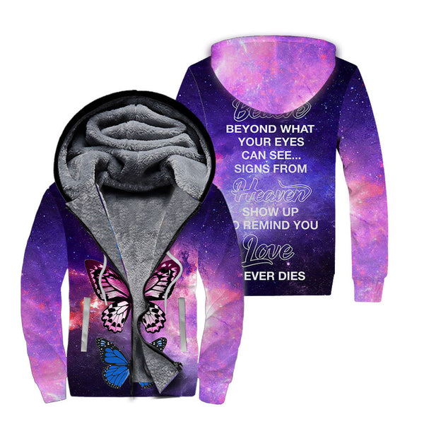 Love Butterfly Colorful Fleece Zip Hoodie All Over Print | FZ447