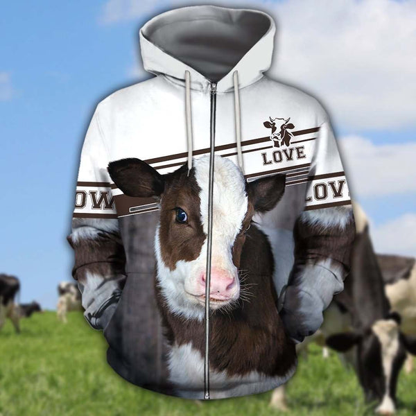 Love Cow Cattle, Animal, Farming 3D All Over Print | For Men & Women | Adult | HP1352-BehighStyle