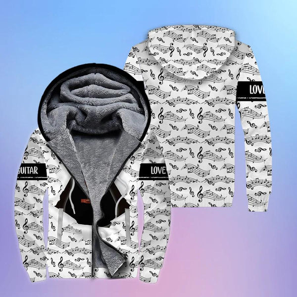 Love Guitar Music Fleece Zip Hoodie All Over Print | FZ453