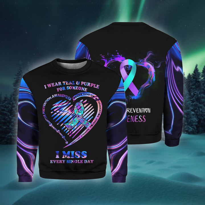 Love Heart Teal And Purple 3D All Over Print | For Men & Women | Adult | HP1571-BehighStyle