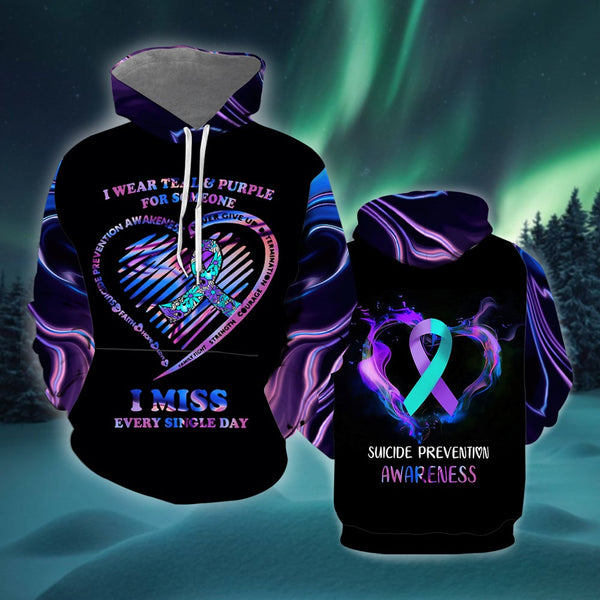 Love Heart Teal And Purple 3D All Over Print | For Men & Women | Adult | HP1571-BehighStyle