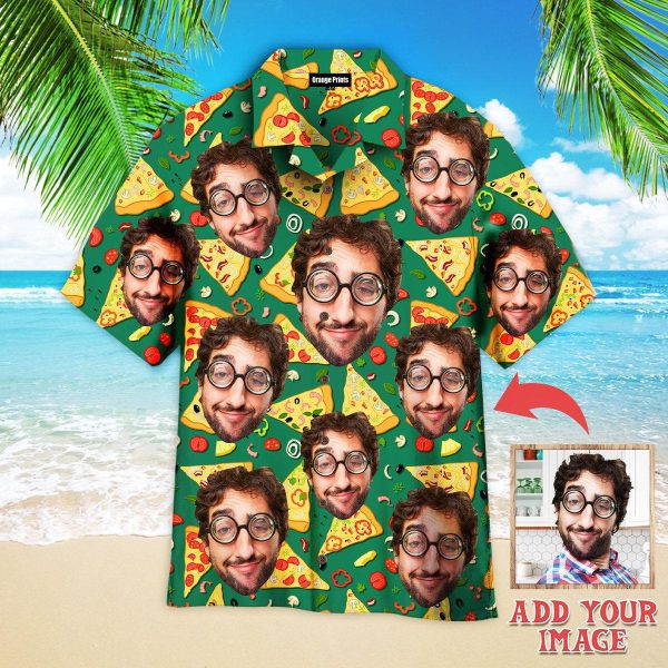 Loves Slice Pizza Custom Photo Hawaiian Shirt | P293