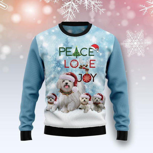 Maltese Peace Love Joy Ugly Christmas Sweater | For Men & Women | Adult | US1223-BehighStyle