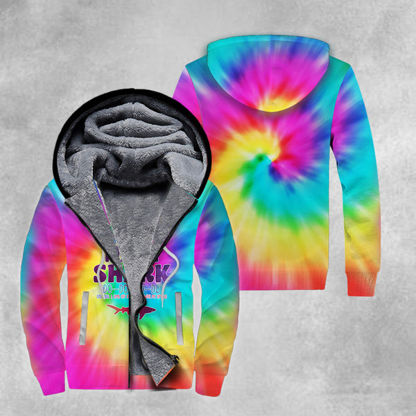 Mama Shark Tie Dye Fleece Zip Hoodie All Over Print | For Men & Women | FZ123-BehighStyle