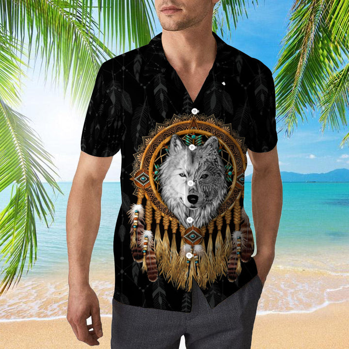 Mandala Dreamcatcher Native Wolf Hawaiian Shirt | For Men & Women | HW1853-BehighStyle