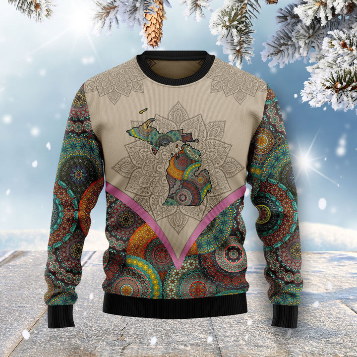 Mandala Michigan Home Ugly Christmas Sweater | For Men & Women | Adult | US1152-BehighStyle