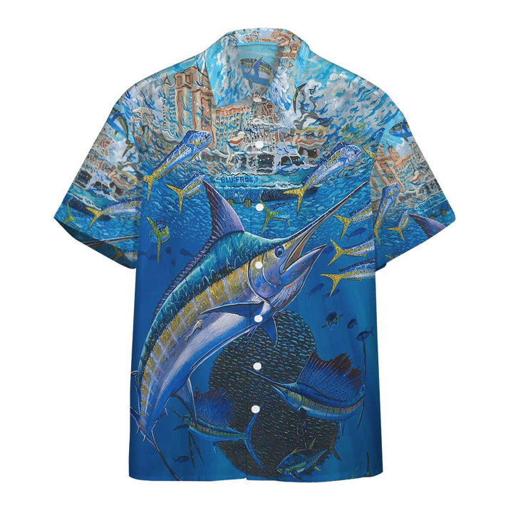 Marlin In Blue Water Hawaiian Shirt | For Men & Women | HW1537-BehighStyle