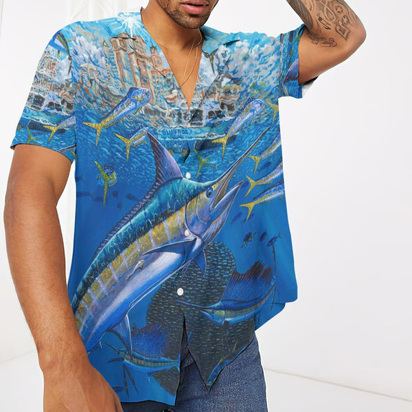 Marlin In Blue Water Hawaiian Shirt | For Men & Women | HW1537-BehighStyle