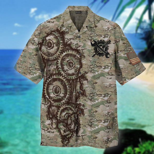 Mechanic Us Army Veteran Camo Hawaiian Shirt | HW3152