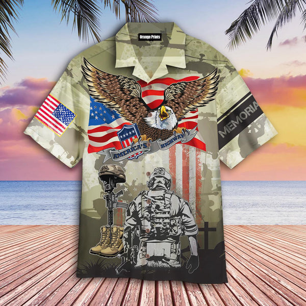 Memorial Day Veteran And Eagle Hawaiian Shirt | HW3169