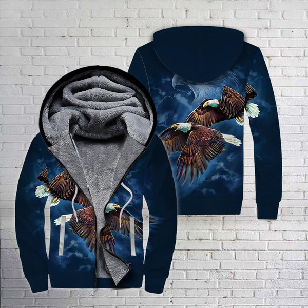Mens Hoodie Eagle Fleece Zip Hoodie All Over Print | FZ457
