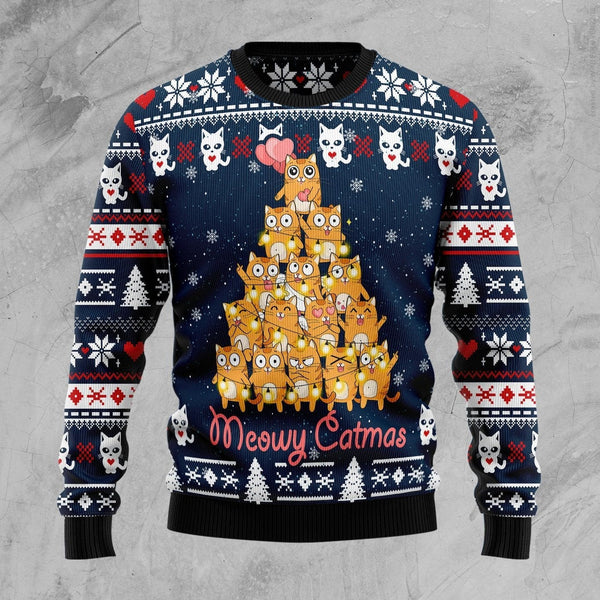 Meowy Catmas Ugly Christmas Sweater | For Men & Women | Adult | US1485-BehighStyle