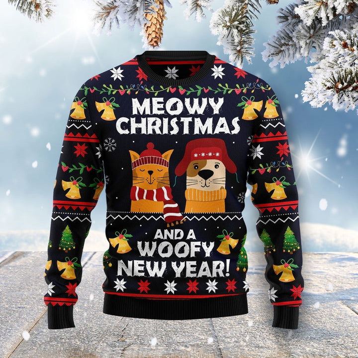 Meowy Christmas And Woofy New Year Ugly Christmas Sweater | For Men & Women | Adult | US1080-BehighStyle