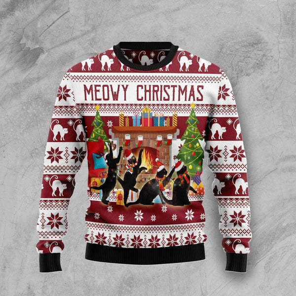 Meowy Christmas Funny Ugly Christmas Sweater | Adult | US2247