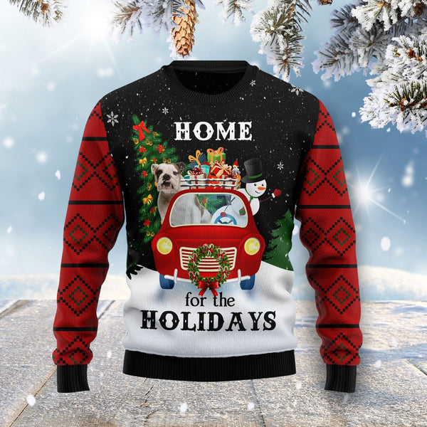 Merry Christmas Bulldog And Snowman Ugly Christmas Sweater | Adult | US1731