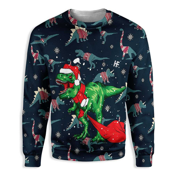 Merry Christmas Dinosaurs T-rex 3D All Over Print | Adult | HP2632
