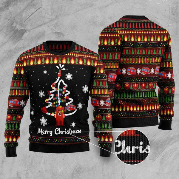 Merry Christmas Firefighter Ugly Christmas Sweater | Adult | US2074