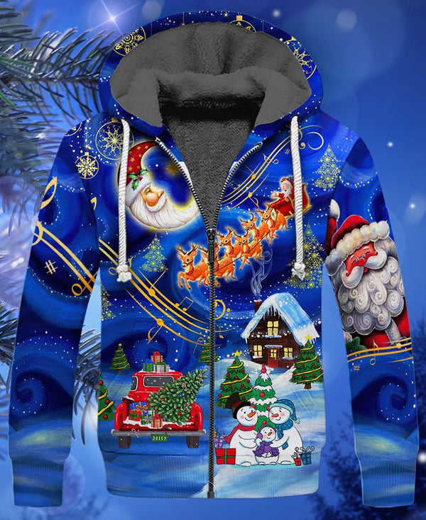 Merry Christmas Fleece Zip Hoodie All Over Print | FZ221