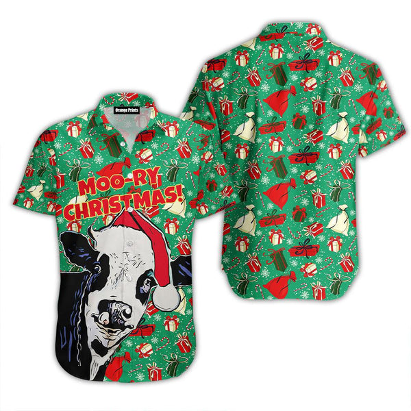 Merry Christmas Funny Xmas Cow Hawaiian Shirt | For Men & Women | HW2768-BehighStyle