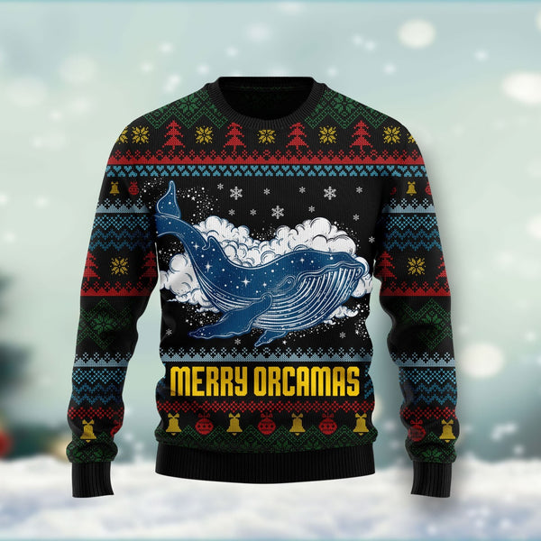 Merry Christmas Orcas Killer Whale Ugly Christmas Sweater | Adult | US1784