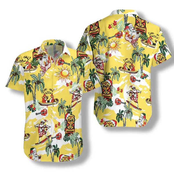 Merry Christmas Santa Claus Yellow Hawaiian Shirt | HW2925