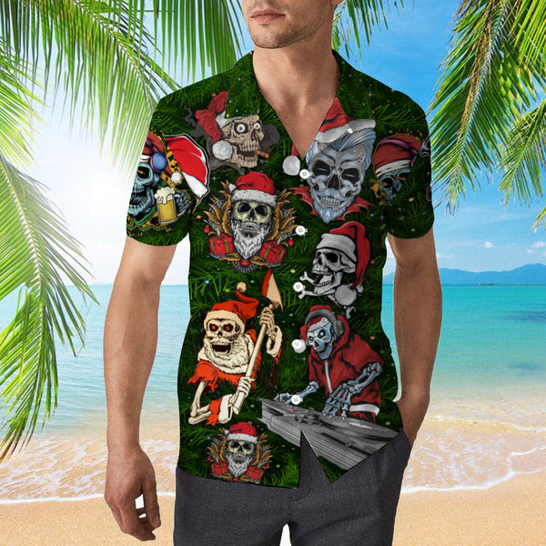 Merry Christmas Skull Santa Hawaiian Shirt | For Men & Women | HW2066-BehighStyle