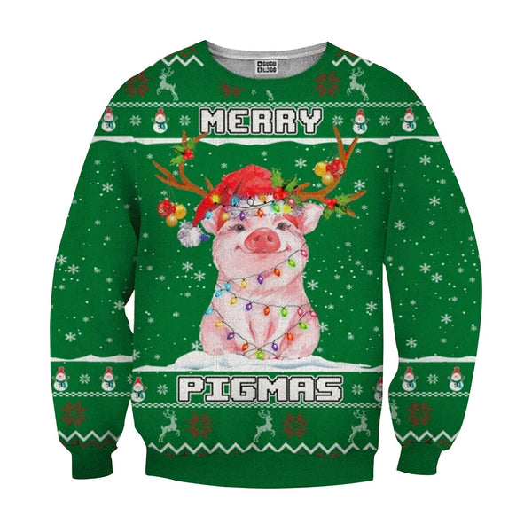 Merry Pigmas Funny Pig Ugly Christmas Sweater | Adult | US2325