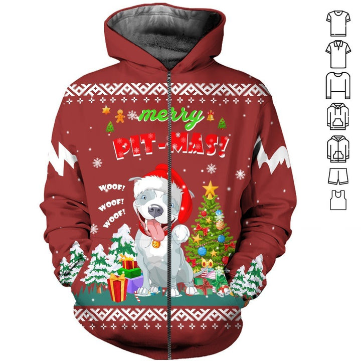 Merry Pit-mas Pitbull 3D All Over Print | For Men & Women | Adult | HT6204-BehighStyle