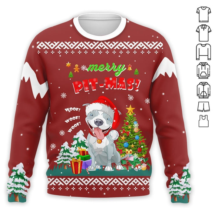 Merry Pit-mas Pitbull 3D All Over Print | For Men & Women | Adult | HT6204-BehighStyle