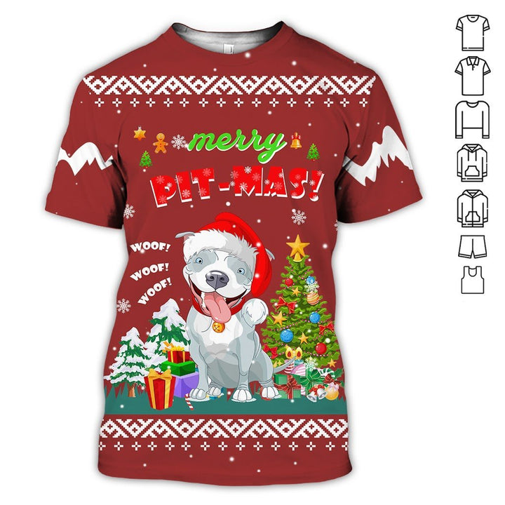 Merry Pit-mas Pitbull 3D All Over Print | For Men & Women | Adult | HT6204-BehighStyle