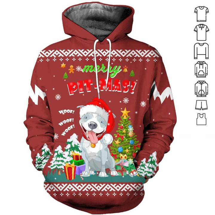 Merry Pit-mas Pitbull 3D All Over Print | For Men & Women | Adult | HT6204-BehighStyle