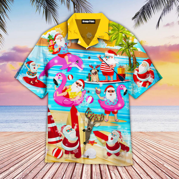 Merry Santa Surfing Dolphin On Christmas Hawaiian Shirt | For Men & Women | HW2245-BehighStyle