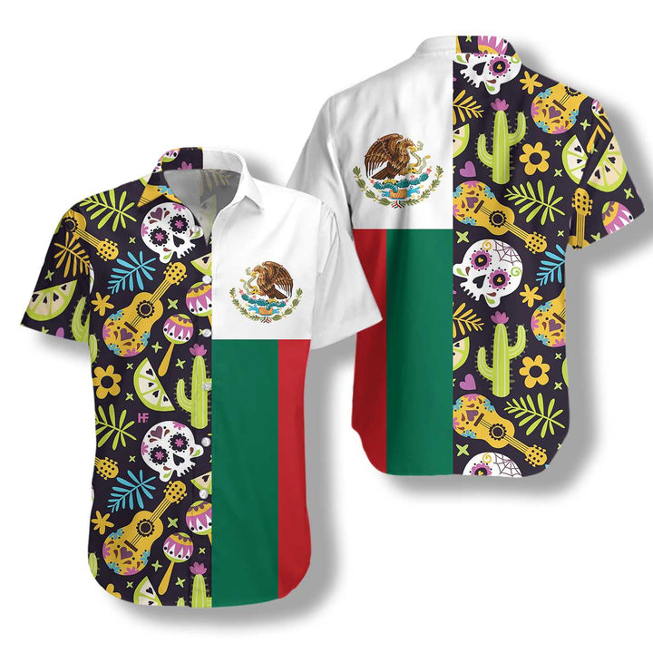 Mexican Skull Guitar Flag Hawaiian Shirt | For Men & Women | HW1623-BehighStyle