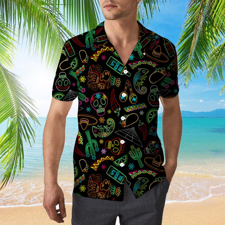 Mexico Neon Fiesta Cinco De Mayo Hawaiian Shirt | For Men & Women | HW315-BehighStyle